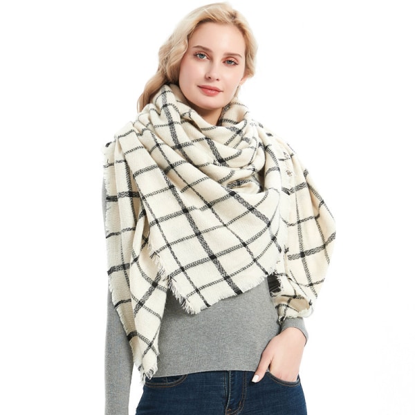 Kvinnors Rutig Filt Vinterhalsduk Varm Mysig Tartan Wrap Överdimensionerad Sjal Cape
