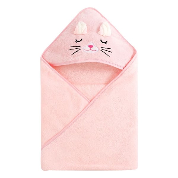 Badcape för baby, Babybadhandduk i bomull med djurdesign, Nyfödd babybadhandduk (rosa kattunge)