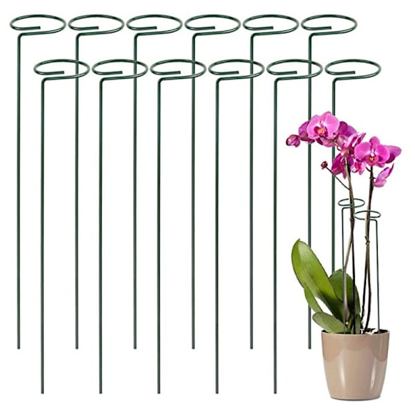 Sett med 12 plantestøtter for klatreplanter og blomster, grønn støtte. Hjelp blomstene dine med å skyve støtter, from hage med orkideer, amaryllis, peoner