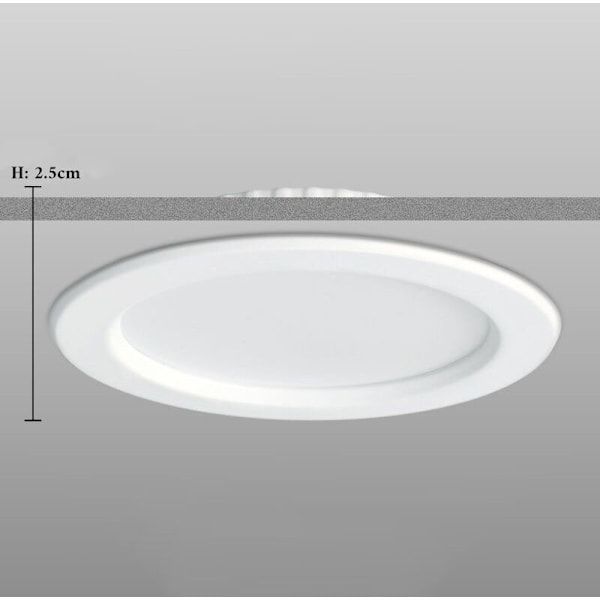 Pakke med 6 LED forsænkede spots, Ekstra flad, Høj lysstyrke, 9W svarende til 72W glødepære, Varm hvid 3000K AC 230V forsænket spotlight til f.eks. badeværelse