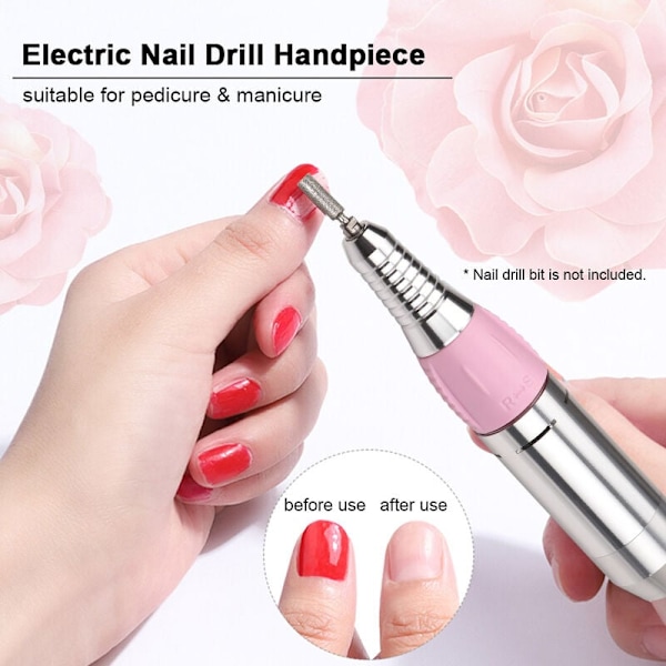 Mini elektrisk nagelborr, handrum, nagelpolerare, slipmaskin för nagelborr, manikyr, pedikyr, nagelkonstverktyg, 12 V, 30 000 rpm
