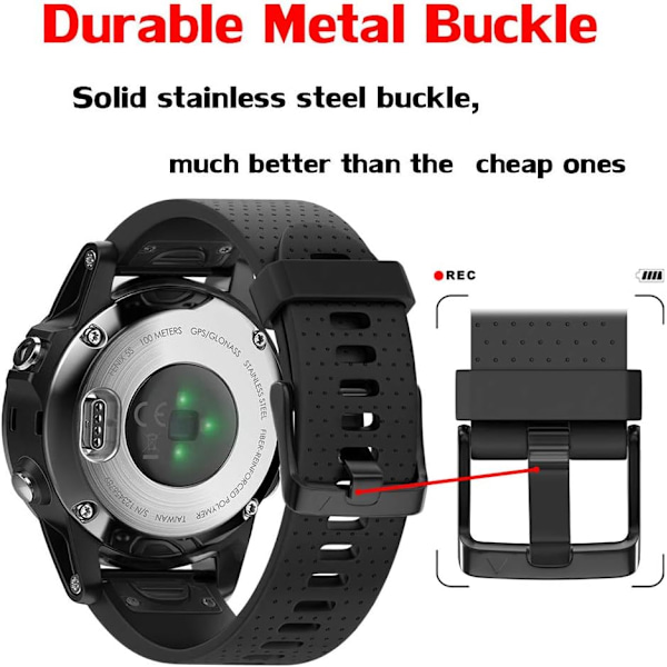Rem til Garmin Garmin Fenix7S/fenix 6S pro Silikonur (sort elektroplettering sort spænde)