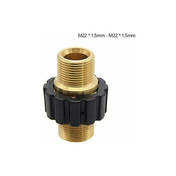 Snabb slanganslutning, adapter för dubbel högtryckstvätt med dubbel hane M22 x 1,5 kompatibel med högtryckstvättslang (14 mm diameter)