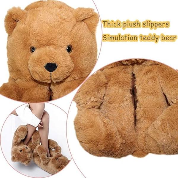 Teddybjörns tofflor, gosedjurstofflor, varma vinterskor, en storlek passar alla