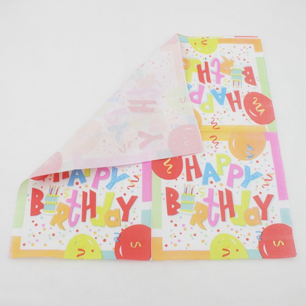 Set med 40 färgglada papperservetter - Tryckta och färgglada födelsedagsservetter, DIY, origami, för gastronomi, födelsedag, bröllop, bordsdekoration, familj