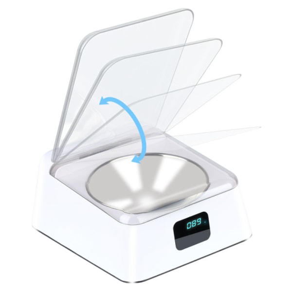 330 ml infrarød sensor skål, rustfrit stål, automatisk åbne/lukke låg, med USB-opladningskabel, 3-5 minutters standby,