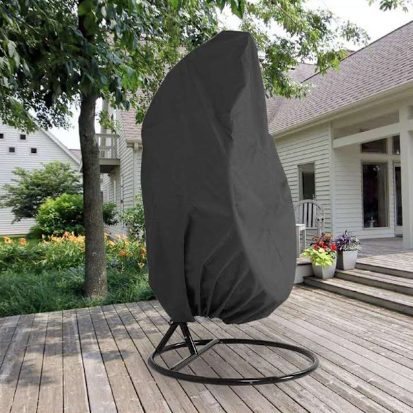 Ripustusnojatuolin suojus Puutarha Rattan Wicker Vedenpitävä Ripustusnojatuolin suojus Muna Liukukangas Tuoli Veden- ja pölynkestävä - 190 X 115cm (Musta)