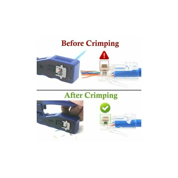 Parti om 100 RJ45 8P8C Cat6 Cat5e Pass-kontakt genom modulär Ethernet-kontakt 50u pläterad