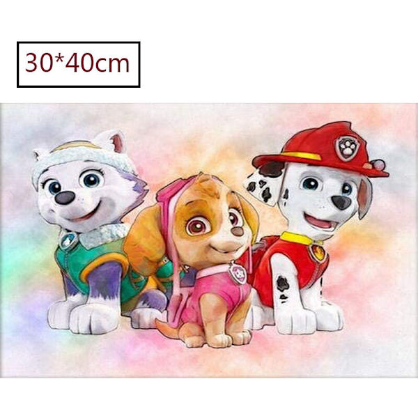 DIY Paw Dog Patrol 5D timanttimaalaussetti, täysi pora kristallitimantti kirjonta ristipistotaide käsityö kodin seinäkoriste (30  40cm)