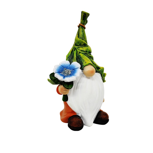 Udendørs havegnomstatue, harpiksgnomstatue med solcelle-LED-lys, udendørs dekoration til gårdsplads, græsplæne, veranda, dekorationsgaver