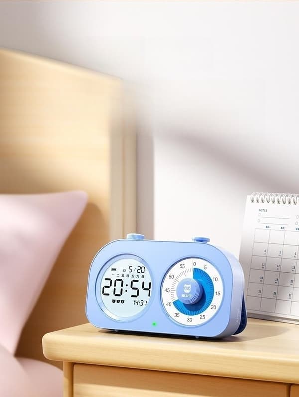Gjenladbar visuell timer, timer med ringetone og vibrasjonsmodus, 60 minutters nedtellingstimer, barnetimer, visuell timer for barns læring, kjøkken (Bl