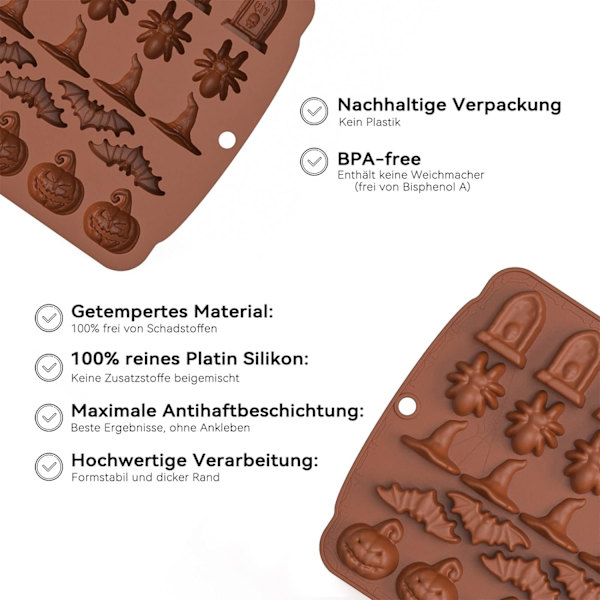 Halloween Chokoladeform Græskar Flagermus Edderkop Silikone Fondantform Kage Dekoration Slik Gele Pastry Muffin Budding Dessert Bageform Halloween Pa