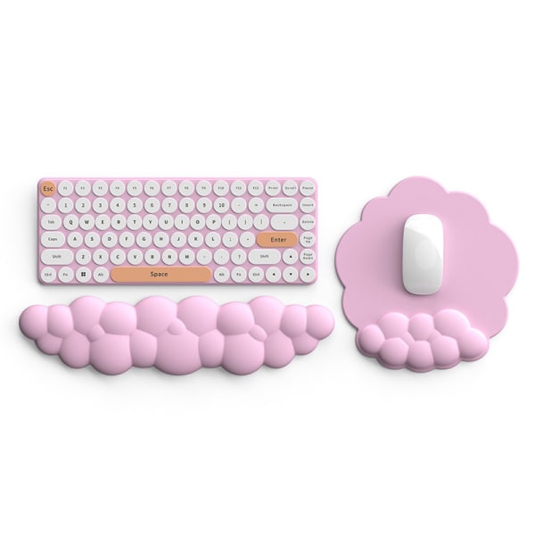 Yunduo tangentbord handledsstöd handledsmusmatta (rosa 2-delars set)