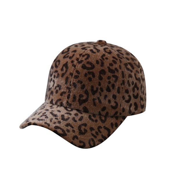 Leopardmönstrad basebollkeps för kvinnor, varm vinterkeps i retrostil, djurpäls, basebollkeps, trendig gepardmönstrad utomhuskeps