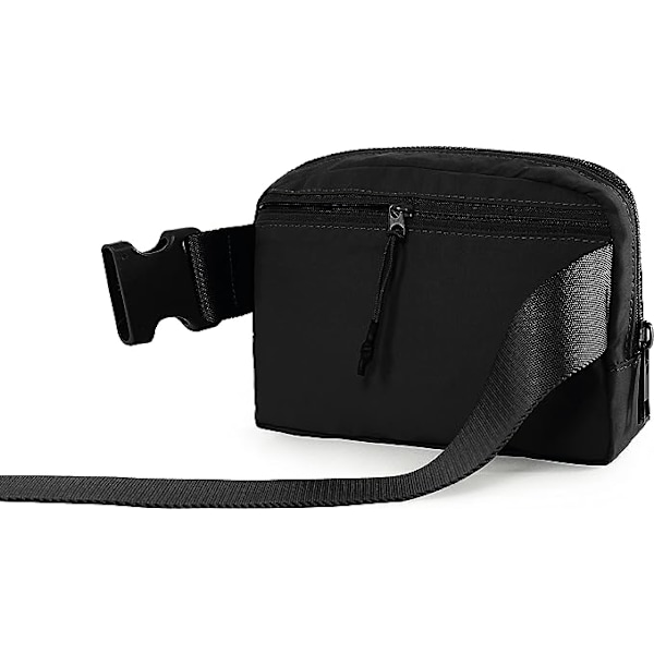 (Musta) Unisex mini fanny pack säädettävillä hihnoilla harjoitteluun, juoksuun, matkustamiseen, patikointiin.