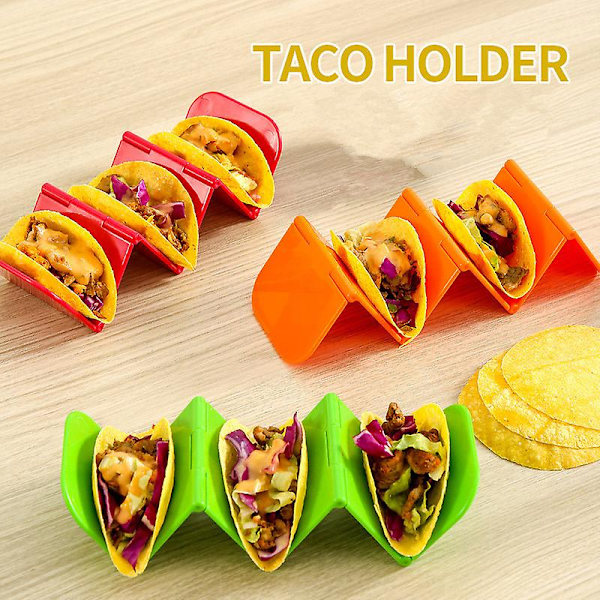 Tacohållare, Stora Tacobricka Tallrikar Rymmer Upp Till 3 Eller 2 Tacos Var, Diskmaskin & Mikrovågsugnssäker Orange