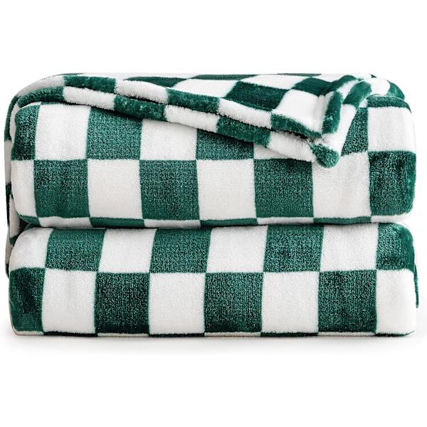 Buffalo Plaid Fleece Teppe (70*140cm, Grønn) - Rutete Flanell Teppe - Mykt Lett Mikrofiber Velour Teppe for Sofa og Sofa