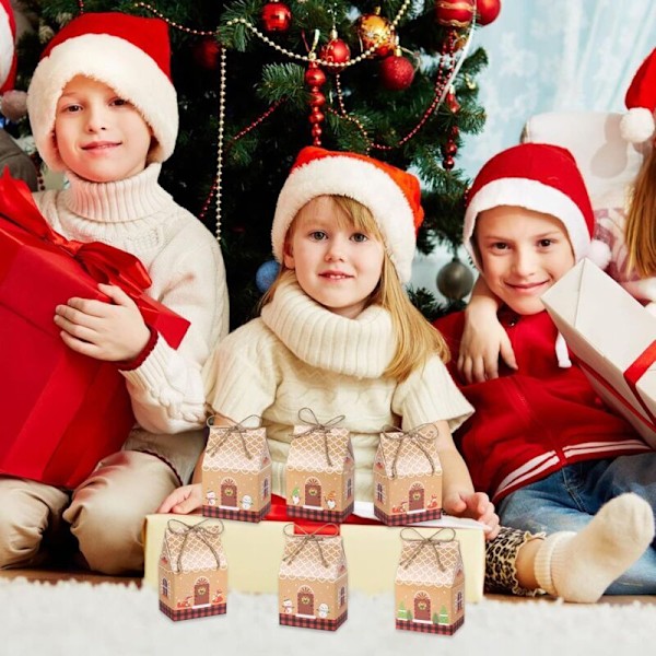 24 st Julklappsaskar, Julchokladask med 10 m Hampasnöre, Juldekoration Julkakask för Julklappsförpackning, Ch