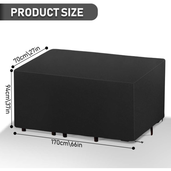 Suojaava huonekalupeite, puutarhakalusteiden peite, ulkopöydän peite, vedenpitävä pressu, vedenpitävä Oxford-kangas, tuulenkestävä, anti-U