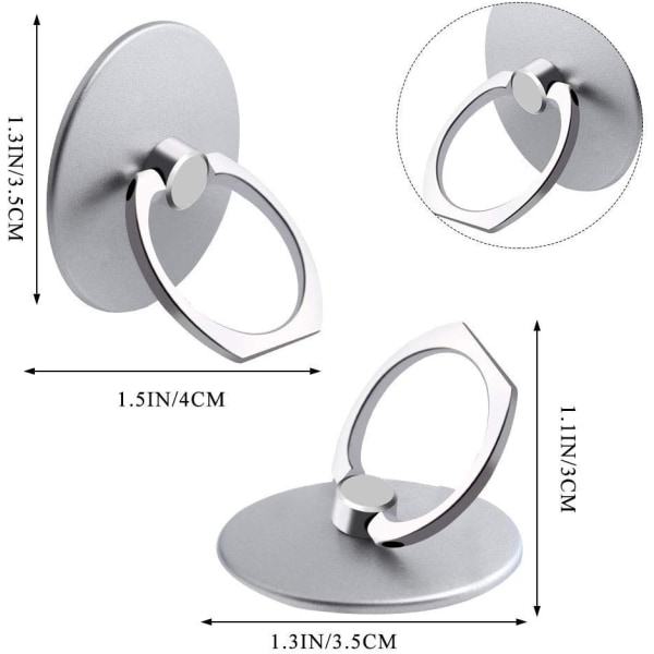 Silver Finger Ring Telefonholder Stativ Metall 360 graders rotasjon f