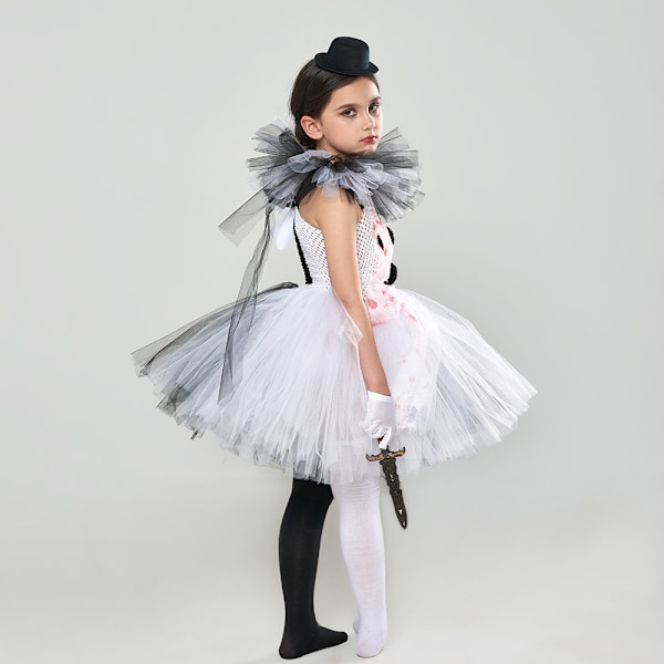 Skräckclown flicka klänning Halloween cos performance kostym clown cosplay tutu kjol (10-12 år gammal)