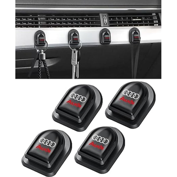 Bilens selvklebende kroker for dashbord, bilens selvklebende kroker med logo, 3M selvklebende kroker for USB-nøkkel/kabel kompatibel med Audi A A3 RS3 A4 A5 A6 A7 R