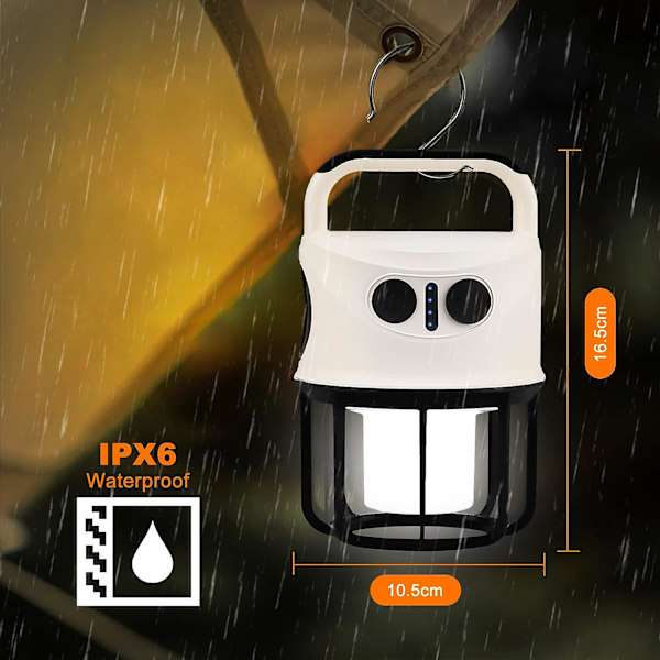 Oppladbar LED-campinglys, kraftig 2400mAh campinglys, IPX6, 4-modus USB-oppladbar campinglys, LED-campinglys for camping, løping,