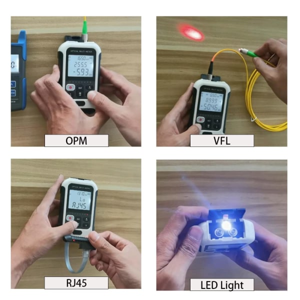 TM570 Genopladelig Batteridrevet 3 i 1 Fiberoptisk Tester, Fiberoptisk Power Meter med 15mw Visuel Fejlsøger og RJ45 Kabel Tracker