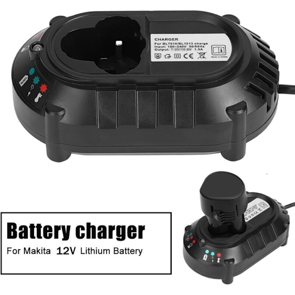 Li-ion Batterioplader, Erstatnings Hurtig Batterioplader Lithium Batteri Ladestation til 12V DC 1.5A Makita BL1013 BL7010 (EU Stik)