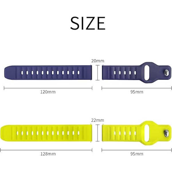 22mm Silikon Klokkereim, Unisex, Justerbar Spenne, Hurtigutløser, Blå Sportsreim, Smartklokke Kompatibel