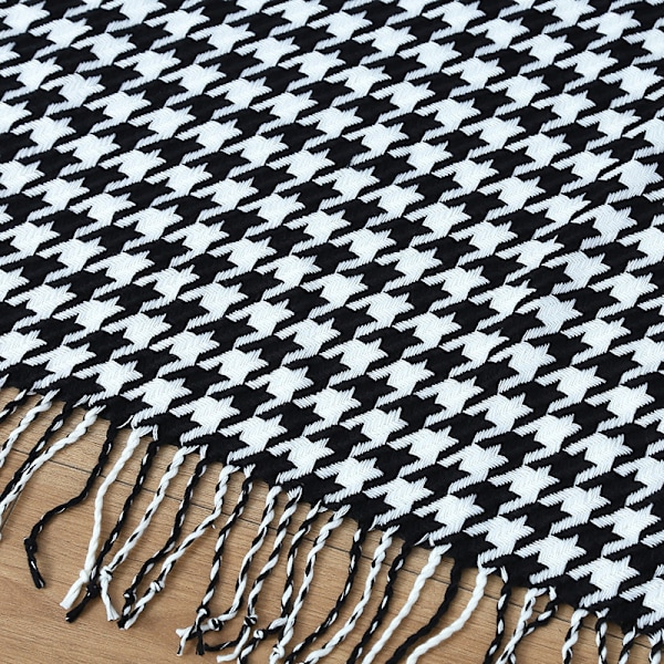 Neulepeitto Houndstooth-tupsulla villainen sängynpäällyspeitto Toimistolounas Tauko Päiväunet Peitto
