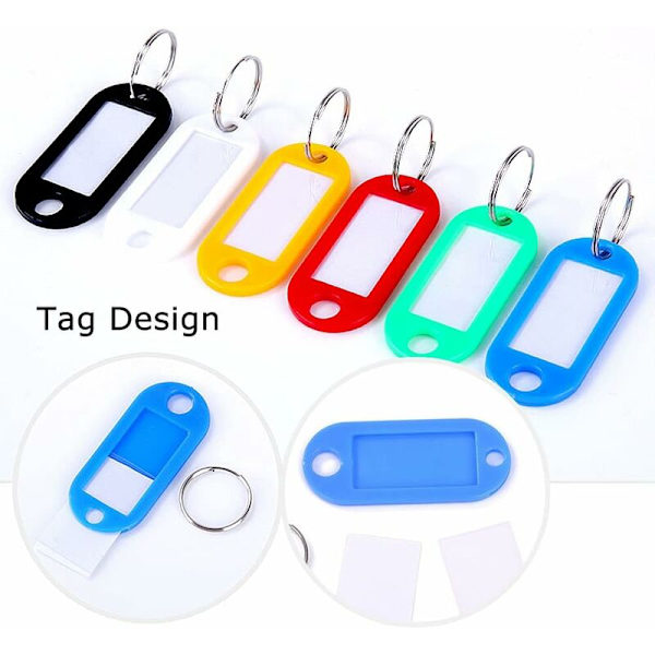 Nøglebrikholder, 50 stk. holdbar nøglebrikholder i plastik til identifikation af hotelkontorrejsebagageetiket 10 farver 4,7 cm*2,1 cm