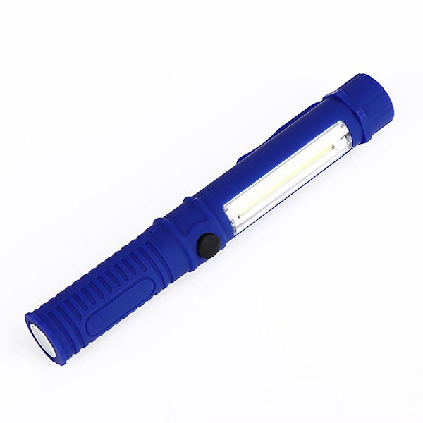 Led Multifunktionel Lys Mini Arbejdslampe Bærbar Udendørs Vandafvisende Pen Klemme Magnet Lommelygte Med Fakkellys (blå) -
