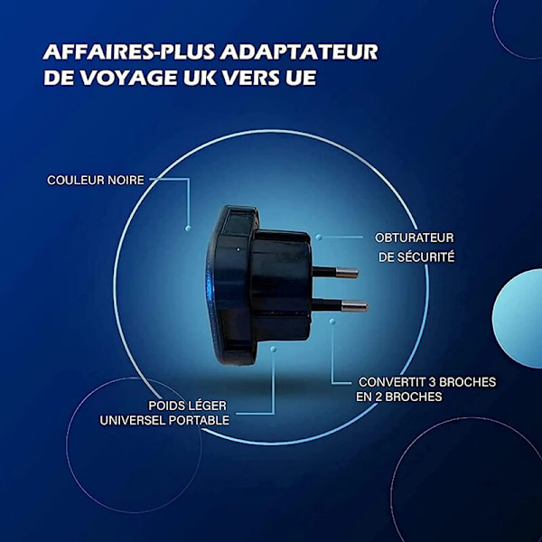 2-pack - Adapter för engelsk till fransk kontakt - Adapter för engelsk franska - Typ G till typ C - Kompakt och lätt - Överspänningsskydd (svart)