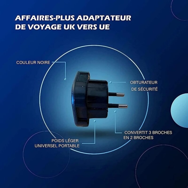 Paket med X2 - Engelska till Frankrike Plug Adapter - Engelska Franska Adap