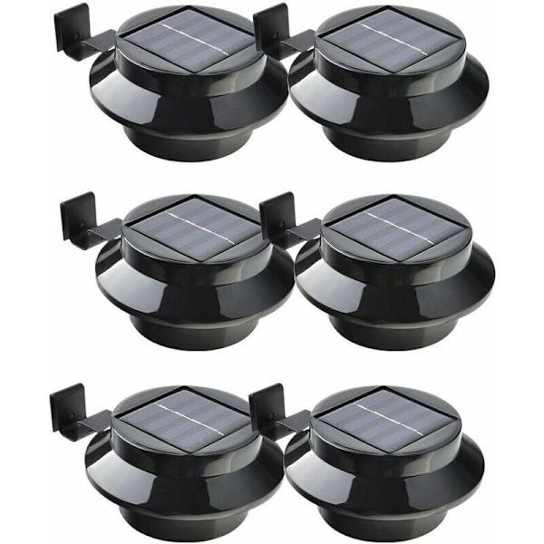 6 LED-aurinkolamppusetti ränniin, aitaan, kattoon, puutarhaan, pihalle, seinälle, musta