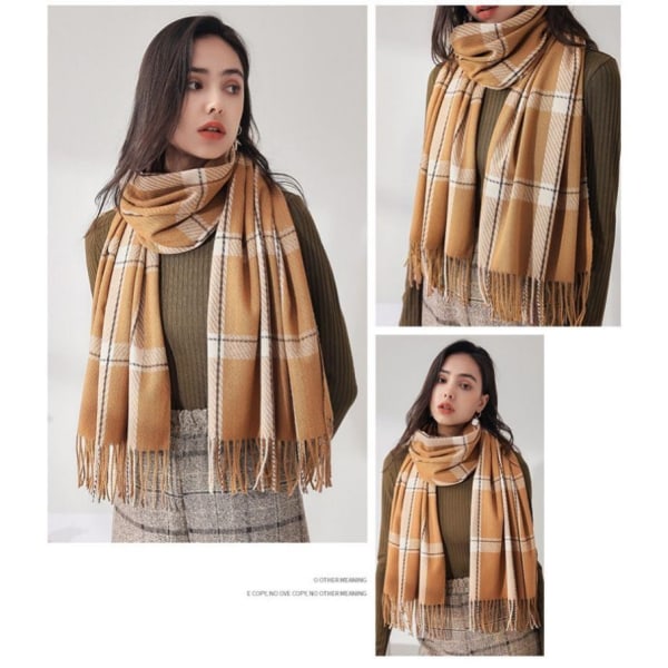 Vinter kvinners skjerf sjal kashmir tekstur dusk rutete stort oversized skjerf skjerf khaki