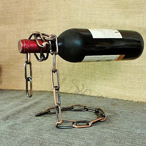 Moderne Kreative Metal Magiske Kæde Vinflaskeholder Dekorativ Vinopbevaring Bar Bord Dekoration Vinstativ Gaver Hjemmeindretning Soveværelse Dekoration
