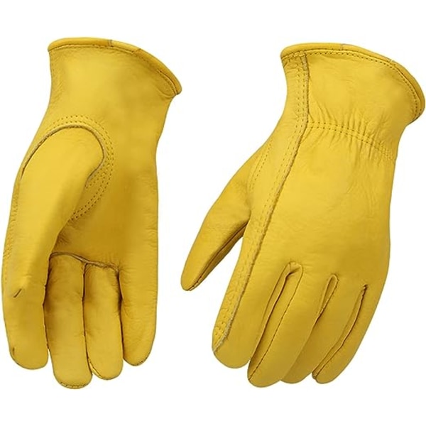 11.5*23 cm Lot de 2 paires de gants de travail en cuir de vachette pour conduite, jardinage, coupe, construction, ferme, moto