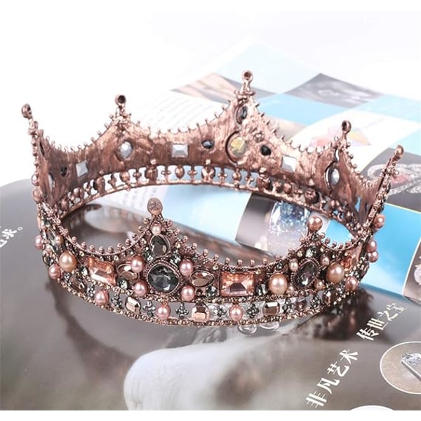 Rund krone med kam pandebånd skinnende tiara krystal hår smykker dekoration til kvinder piger brude fødselsdag bryllup og fest