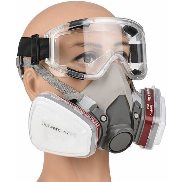 Återanvändbar 6200 andningshalvmask, gasmask, andningsskydd med skyddsglasögon