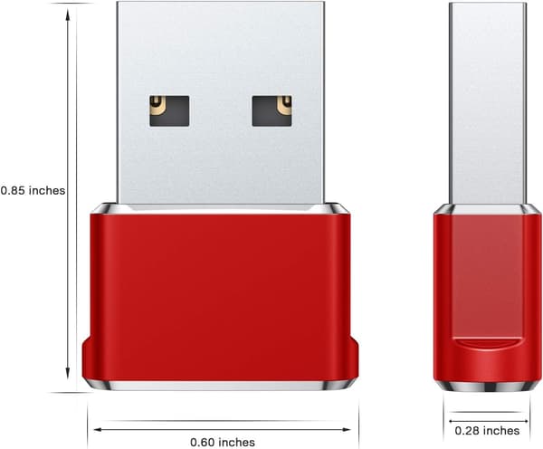 Punainen - 3 pakkausta USB C naaras - USB A uros -sovitin, muuntaja C -lataus
