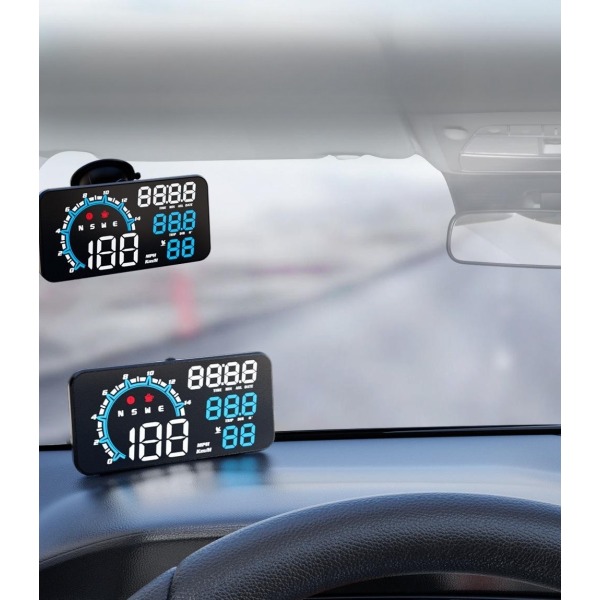 Hastighedsmåler, automatisk tid og hastighedsskærm, bilens head-up-display, der kan bruges til alle køretøjer