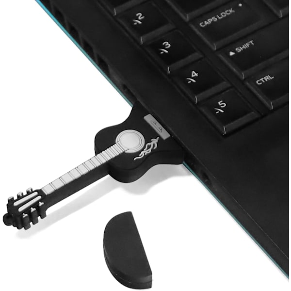 64 GB USB-flashdrev - 64 GB USB 2.0-flashdrev - 64 GB pen-drev med sødt guitar-design - 64 GB USB-stik til bærbar computer, pc, bil, tablet, smart-tv osv. (sort)