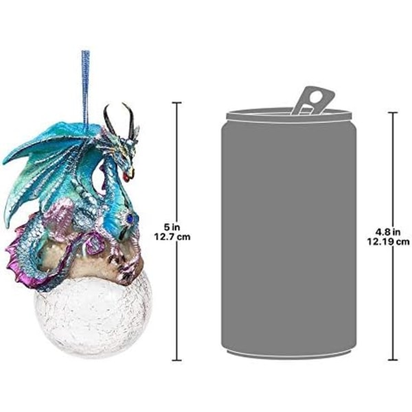 Design Toscano Frost The Gothic Dragon Holiday Ornament Juledekor, 3 tommer bred, 3 tommer dyp, 5 tommer høy, håndstøpt polyresin, fullfarge