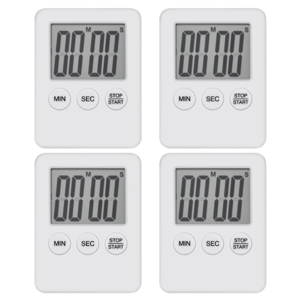 4 stk. Digitalt køkkentimer Mini magnetisk køkkentimer LED nedtællingstimer til madlavning, spil, madlavning, motion.