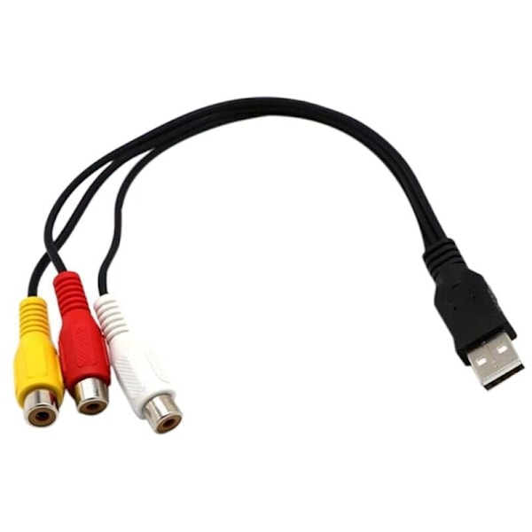 USB-kabel till 3rca USB till 3 RCA RGB Video AV Komposit Adapter KONTROLL KONTROLL SLADD CONTOR LIGE Lämplig för TV PC DVR