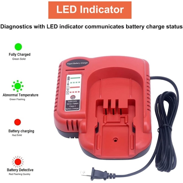 Til Black & Decker BDFC240 9.6V-24V Elværktøj Nimh Nicd Batterioplader