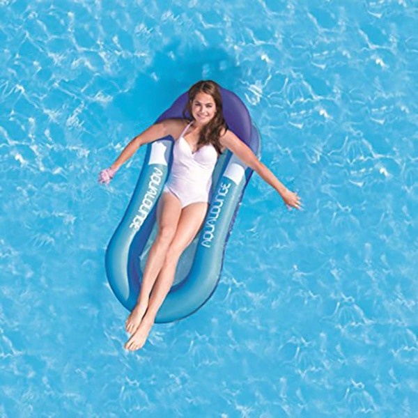 Flytande Säng Uppblåsbar Pool Säng Boj Flytande Hängmatta Uppblåsbar Pool Säng, Leksak för Vuxna och Barn (Blå)