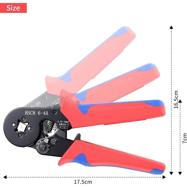 Krimpverktyg, HSC8 6-4 Krimpverktyg, 1250 Elektriska Krimpterminaler 0,25-10mm² - Krimpverktyg för Elinstallationer och Fordonsreparationer